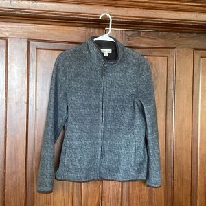 Coldwater Creek Full Zip Dark Grey Fleece Jacket w/ Pockets Sz M 10-12